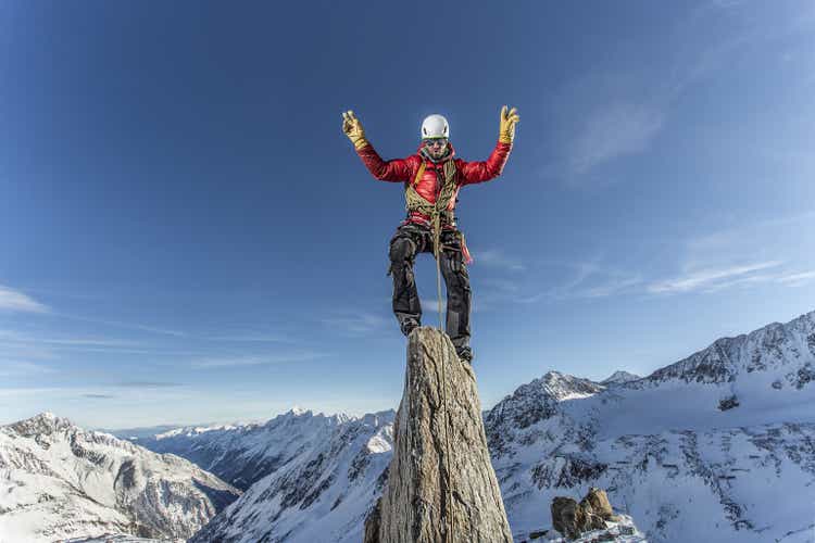 Mountain climber on rock