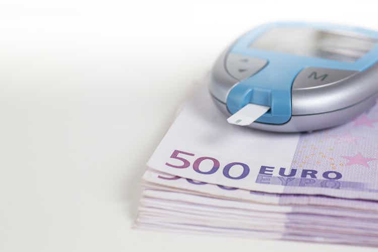 Glucometer connected  500 Euro notes