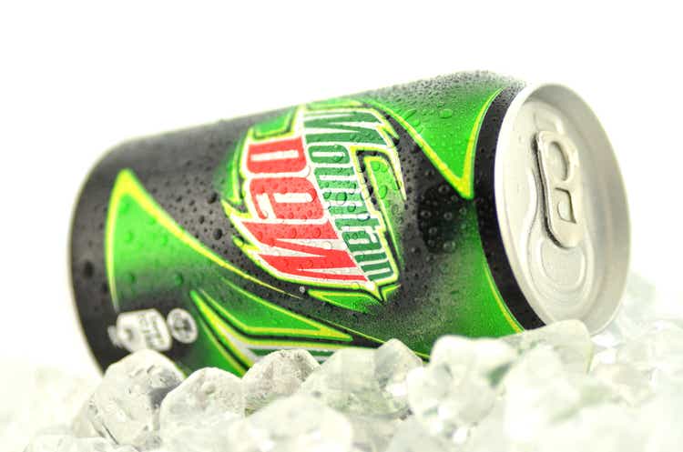 Can of Mountain Dew drink isolated on white