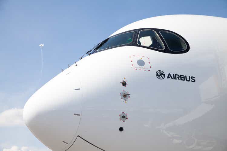 Airbus A 350 - 900 plane stands on airport