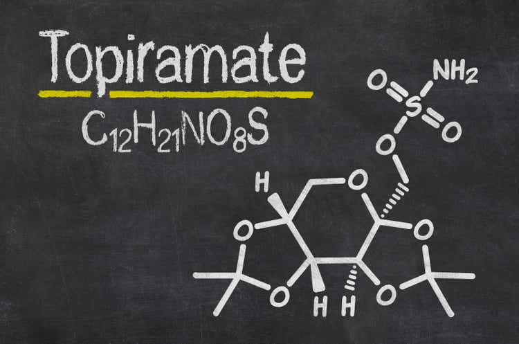 Blackboard with the chemical formula of Topiramate