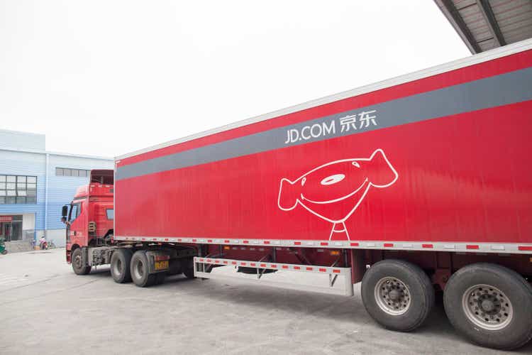 JD.com truck at Northeast China based Gu"an warehouse distribution facility