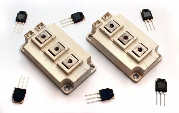Powerful IGBT transistor isolated on white background