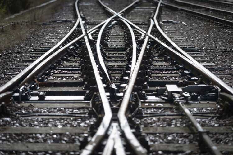 Close up detail of railway line