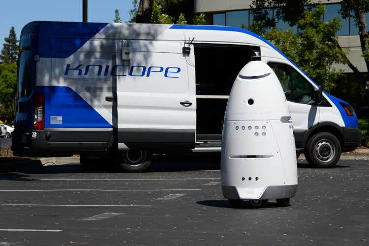 KnightScope Robot in a Parking Lot