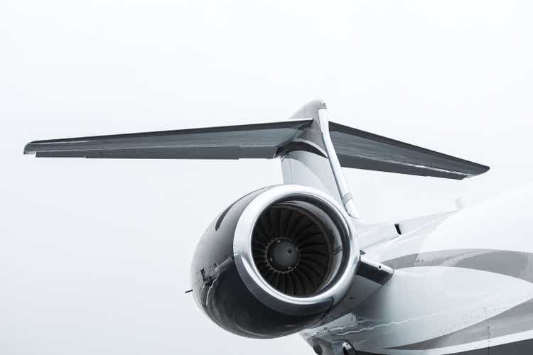 Tail and turbine engine of private jet