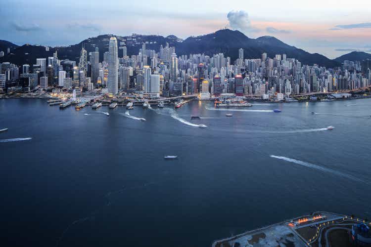 Hong Kong Victoria Harbour with Cross-Harbour Tunnel