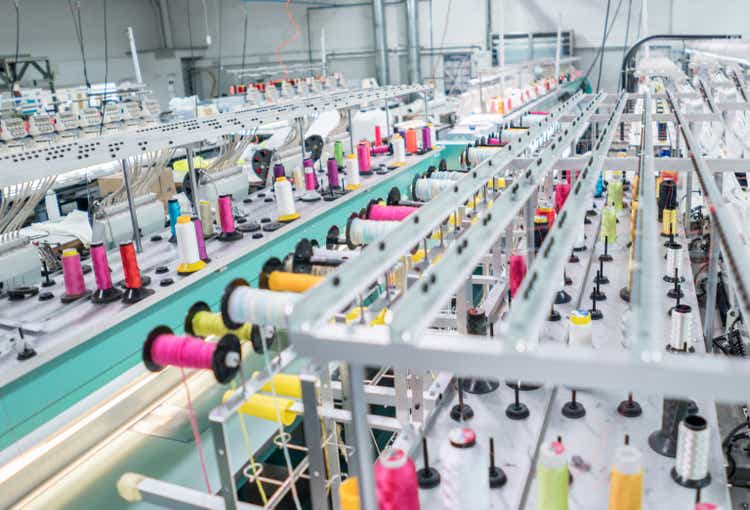 embroidery machine at a clothing factory