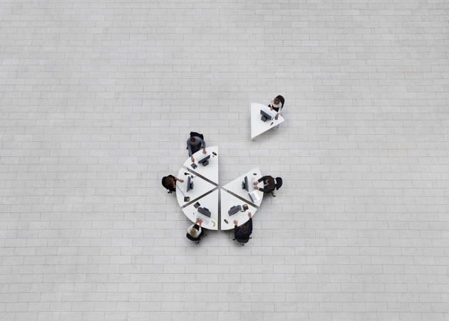 circle business in birds view