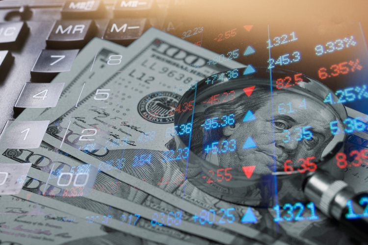 Finance, banking concept. Euro coins, us dollar banknote close-up