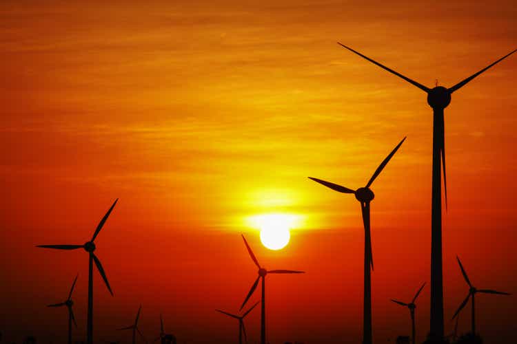 Silhouette of wind turbine.Morning view from Tamilnadu, India