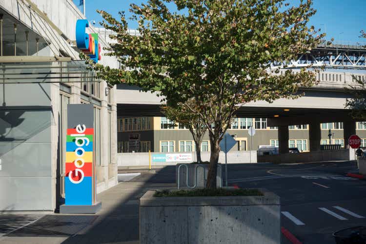 Front Entrance Sign at Google Alphabet Technology Corporation Building Seattle