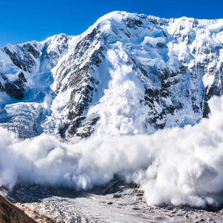 Power of nature. Avalanche in the Caucasus