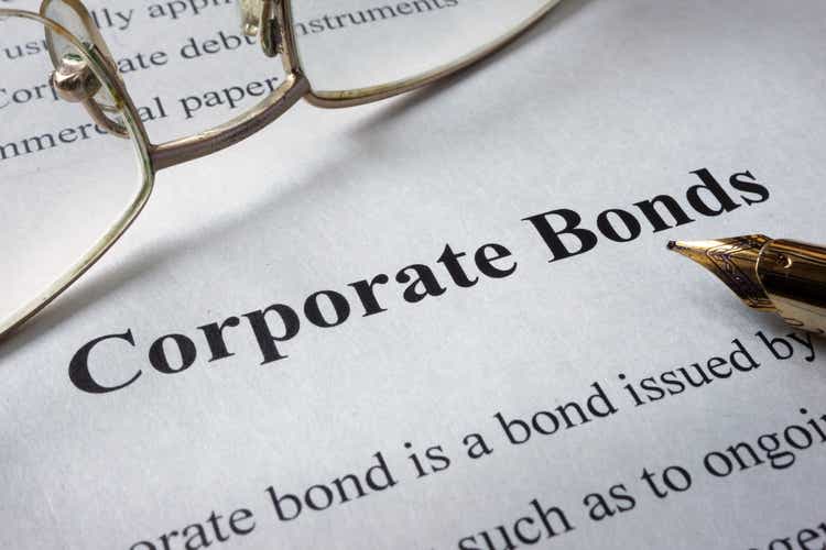 Page of newspaper with words corporate bonds.
