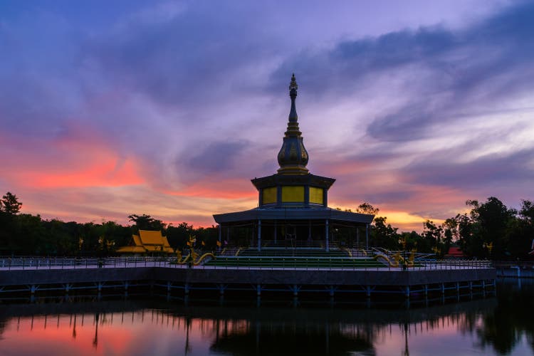 Beautiful pagoda in a pond.