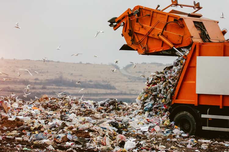 Garbage truck dumping the garbage