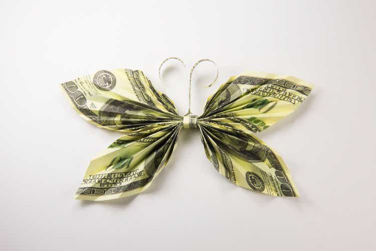dollars in the form of butterflies