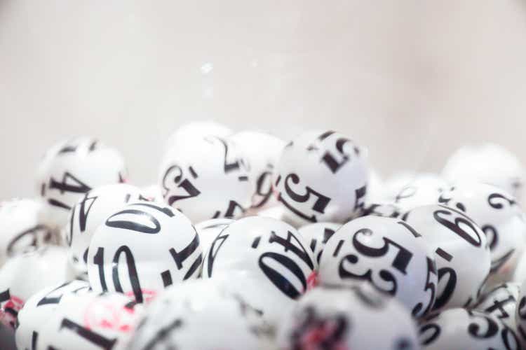 Group of black and white lottery balls