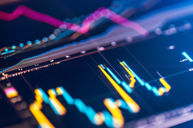 Financial chart at digital display