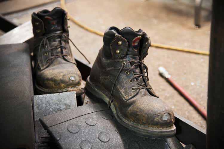 Close up of work boots