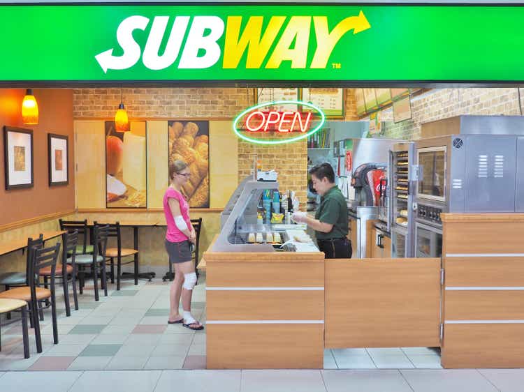 SUBWAY restaurant at Don Mueang International Airport in Thailand.