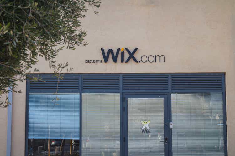 Wix.com sign on one of the Wix buildings at Tel Aviv Port district