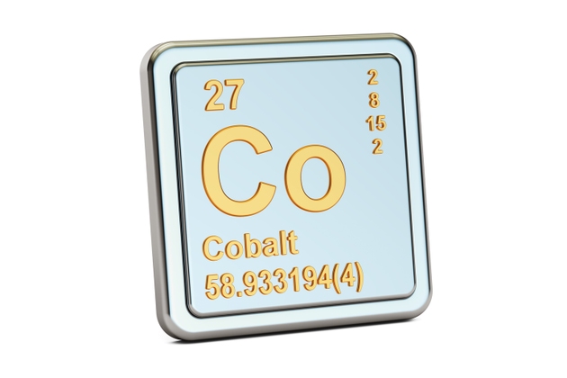 Cobalt Co, chemical element sign. 3D rendering isolated on white background