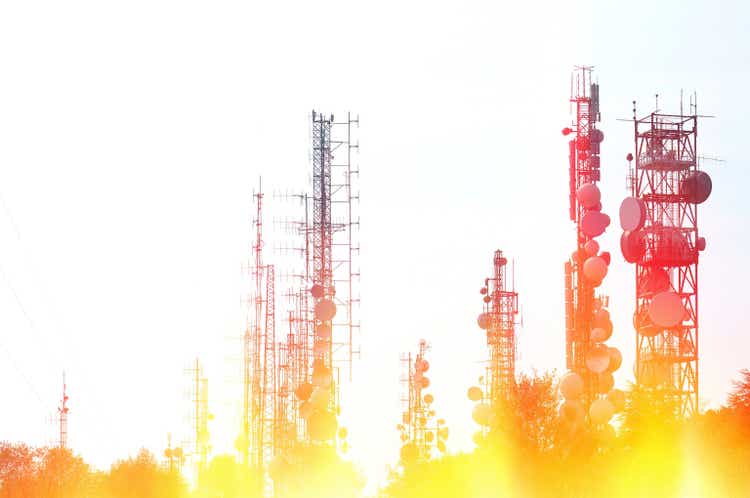 Telecommunication tower Antenna with fire and flames effects.