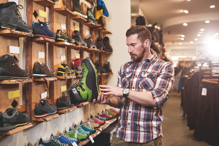 Customer in sports store