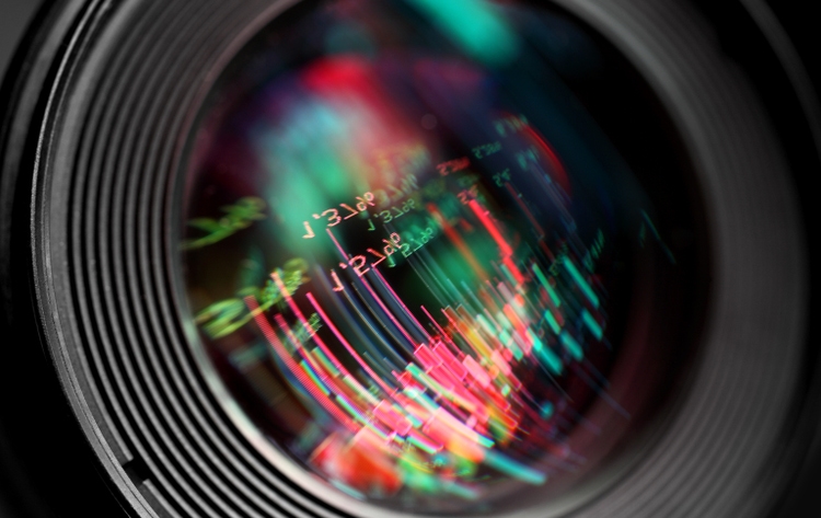 Abstract graphics reflection in lens