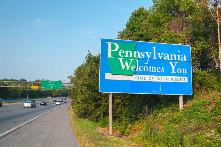 Pennsylvania verwelkomt u verkeersbord
