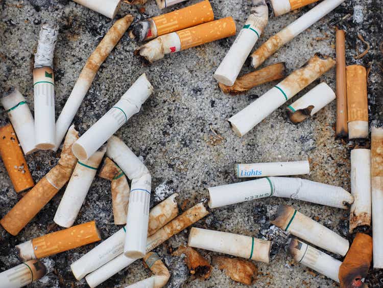 Cigarettes in ashtray, flat layout photo