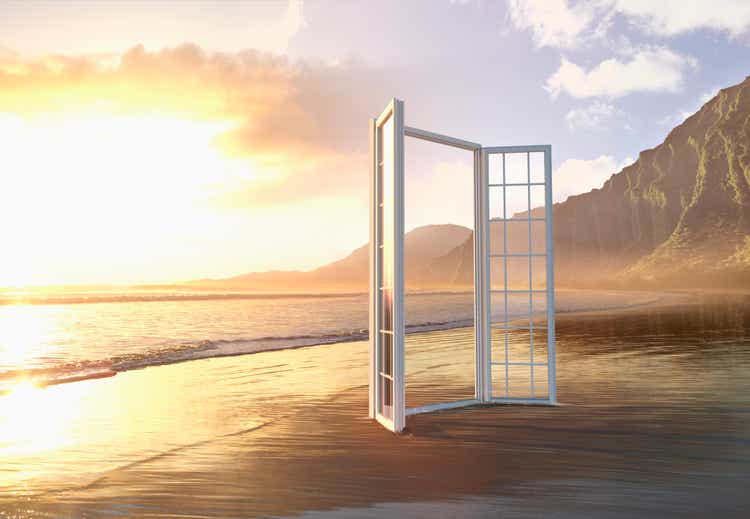 Open window at ocean beach
