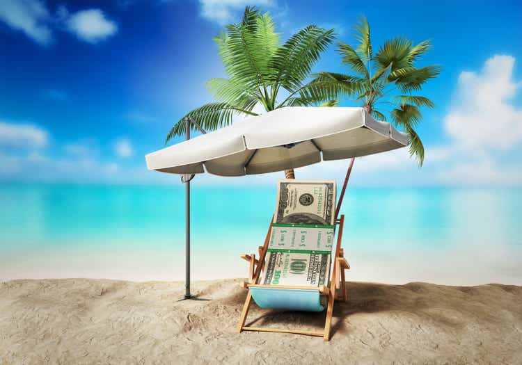 Concept of a credit vacation Concept travel One hundred dollar
