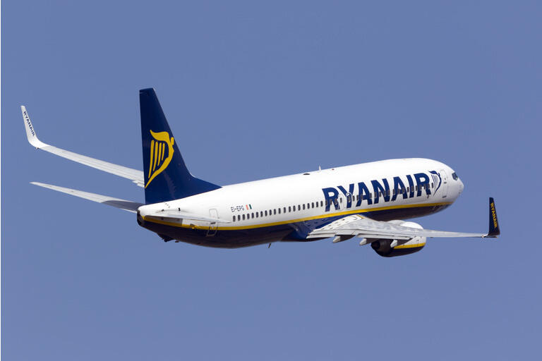 Ryanair 737-800 bij vertrek