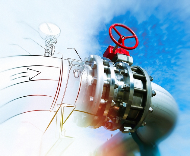 Sketch of piping design concept. Toned image. Motion blur effect.