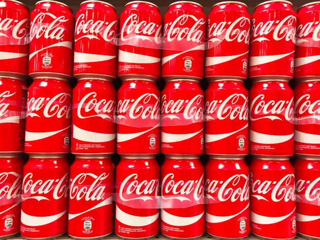 Coca-Cola cans in rows