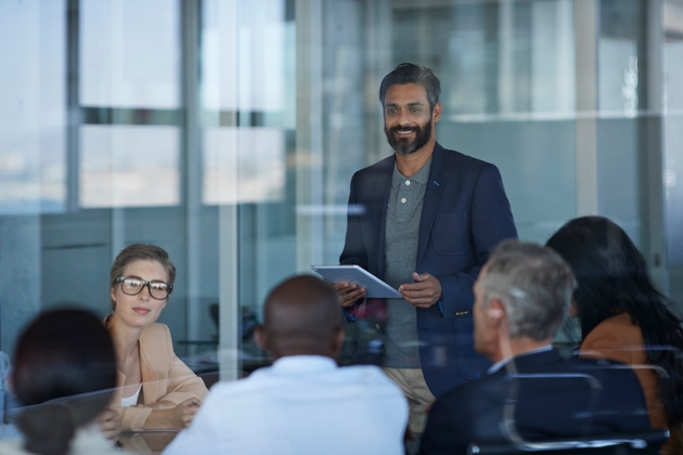 Businessman presenting project in meeting room