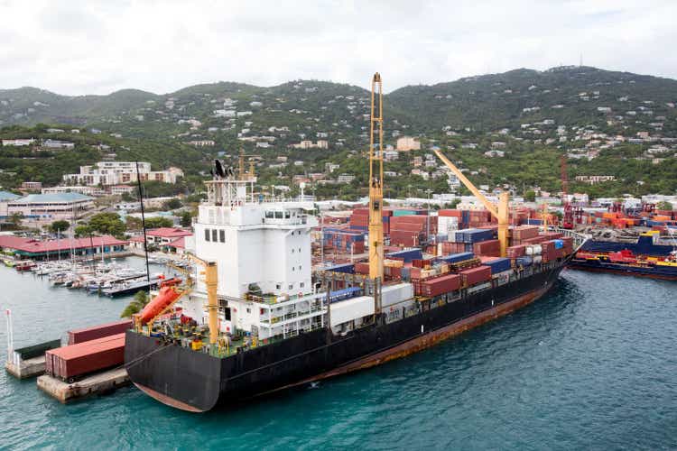 Container Ship and Storage Dock in St. Thomas