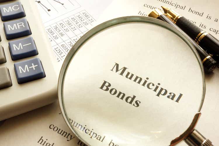 Document with title municipal bond on a table.