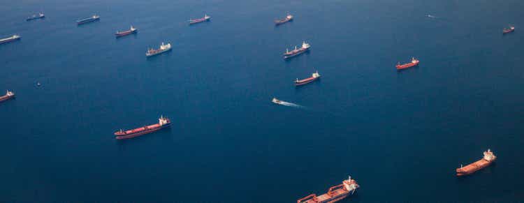 Container Cargo ships and Oil Tankers Sailing
