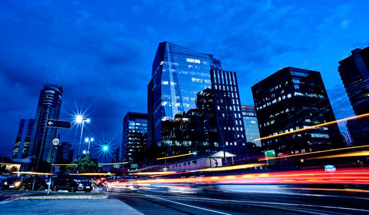 Street lights on avenue