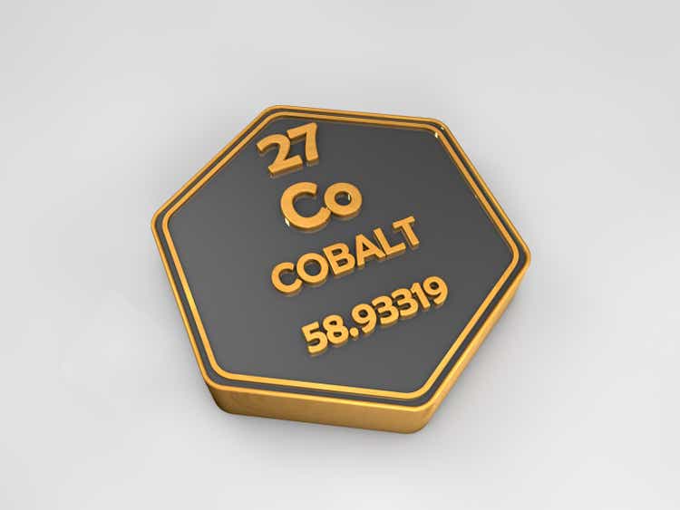 Cobalt - Co - chemical element periodic table hexagonal shape 3d render