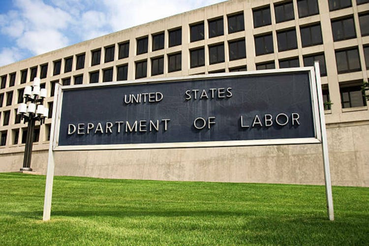 Sign outside Department of Labor building, Washington, DC