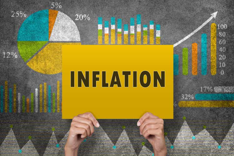 Inflation sign in front of financial report