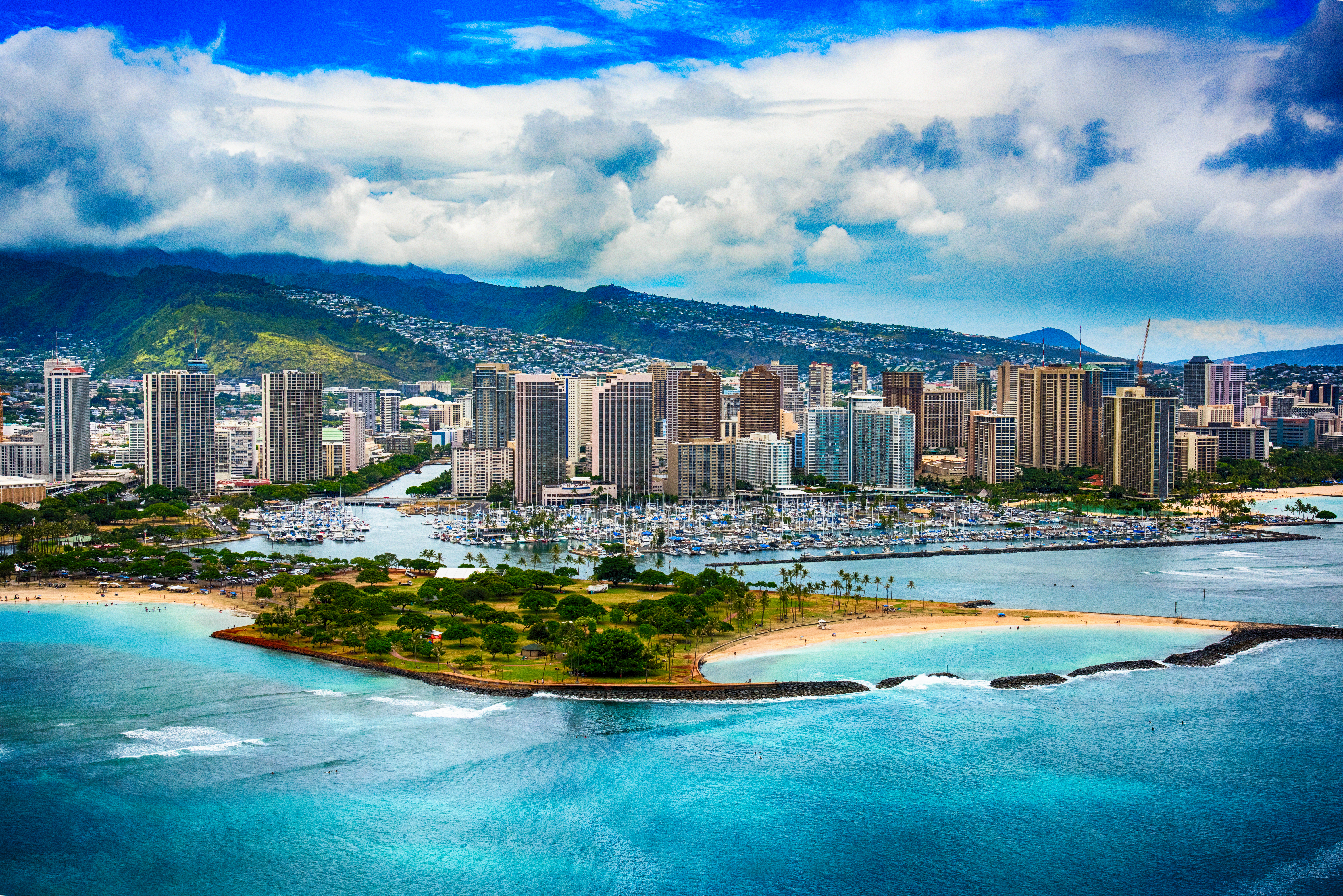 Skyline Aerial of Honolulu Hawaii