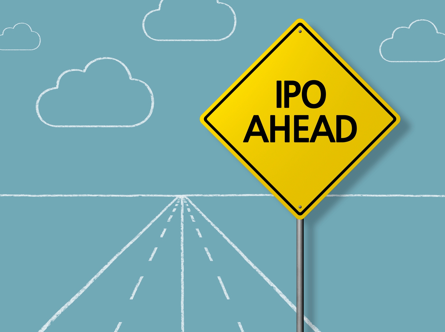 IPO AHEAD - Business Chalkboard Background