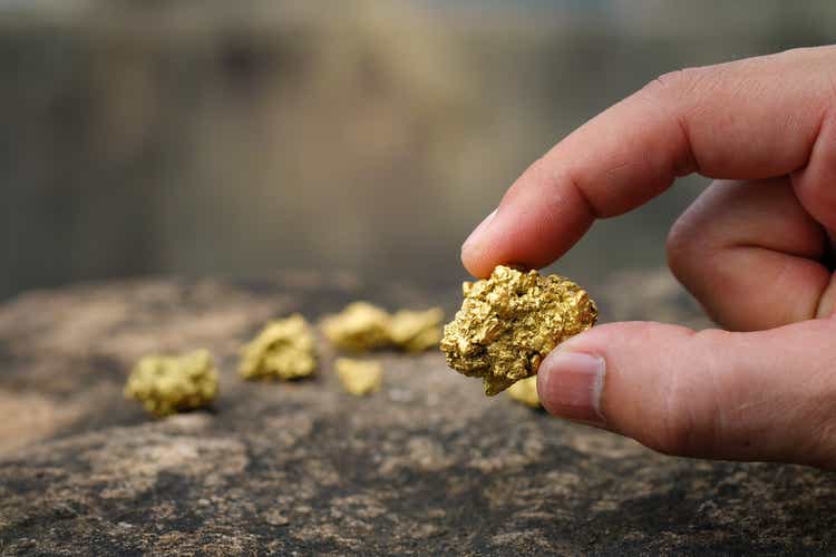L'or pur trouvé dans la mine est entre les mains des hommes.