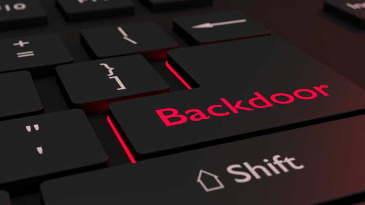 Black backdoor keyboard cybersecurity concept