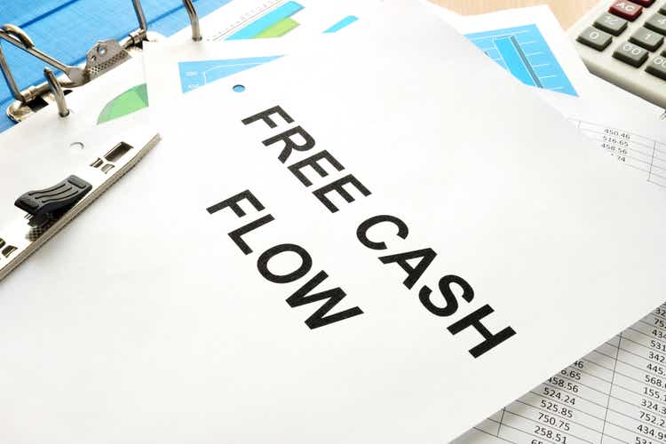 Stack of papers with title free cash flow (<a href='https://seekingalpha.com/symbol/FCF' title='First Commonwealth Financial Corporation'>FCF</a>)